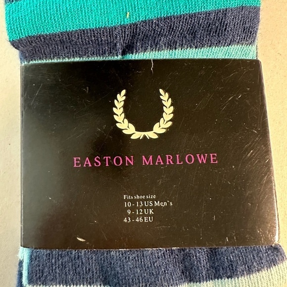 NWT Easton Marlowe Set of 2 Fine Cotton Striped Socks - Picture 4 of 5